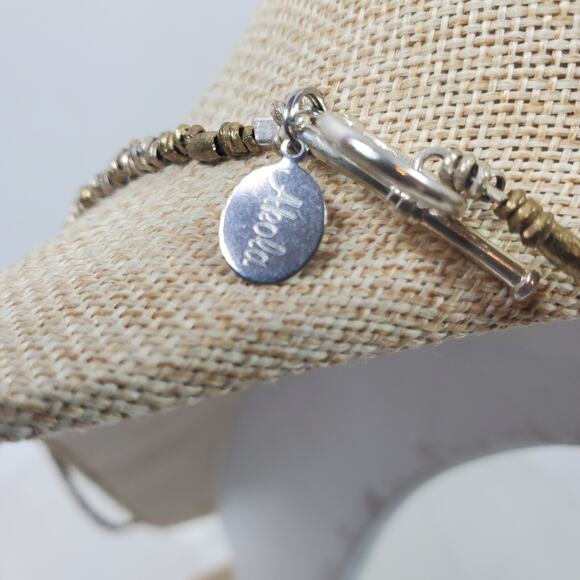 Vintage Aleola Necklace Blue Gray Beaded w/ Small Gold Tone Beads 32 Inch - Picture 4 of 4